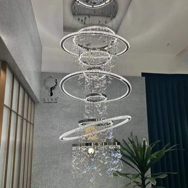 Hình ảnh lắp đặt thực tế của đèn thả pha lê DTK05 - Hình 2